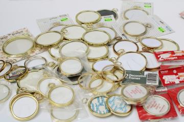huge lot 50 gold plastic mini frames for ornaments, cross stitch embroidery needlework 