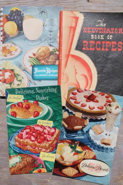 photo of huge lot 50+ vintage cookbooks 1930s to 70s, retro meals & advertising recipe booklets #2