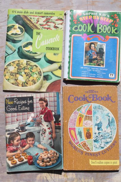 photo of huge lot 50+ vintage cookbooks 1930s to 70s, retro meals & advertising recipe booklets #7