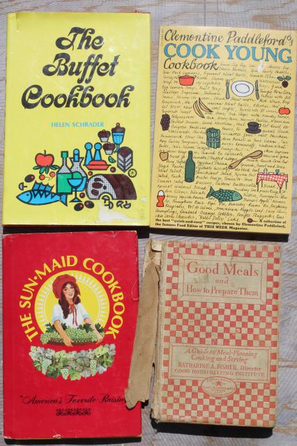 photo of huge lot 50+ vintage cookbooks 1930s to 70s, retro meals & advertising recipe booklets #8