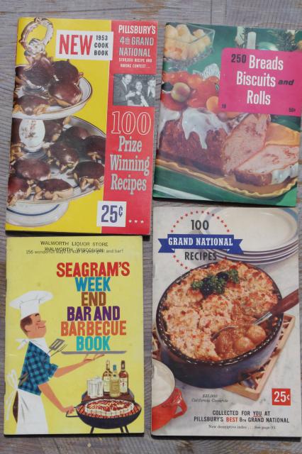 photo of huge lot 50+ vintage cookbooks 1930s to 70s, retro meals & advertising recipe booklets #11