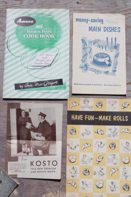 photo of huge lot 50+ vintage cookbooks 1930s to 70s, retro meals & advertising recipe booklets #12