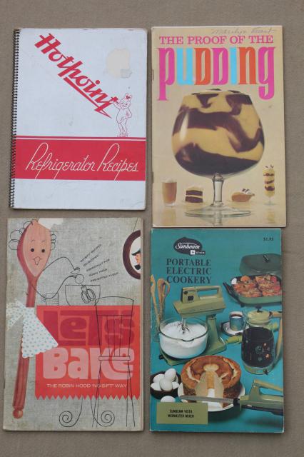 photo of huge lot 60+ vintage cookbooks 1930s to 70s, retro meals & advertising recipe booklets #4