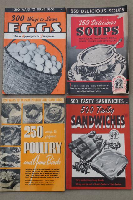 photo of huge lot 60+ vintage cookbooks 1930s to 70s, retro meals & advertising recipe booklets #7