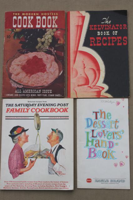 photo of huge lot 60+ vintage cookbooks 1930s to 70s, retro meals & advertising recipe booklets #9