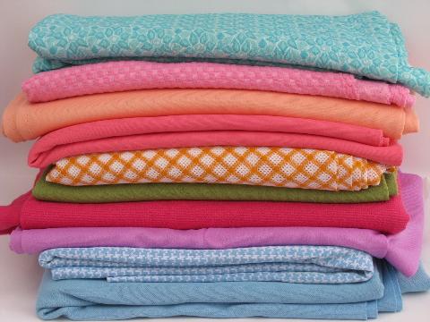 photo of huge lot 70s vintage polyester double knit fabric, bright retro colors! #1