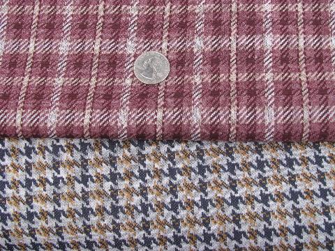 photo of huge lot 70s vintage polyester double knit fabric, pantsuit plaids! #4