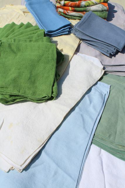 photo of huge lot 90+ vintage cloth napkin sets, soft washed pure linen napkins, cotton fabric napkins #1