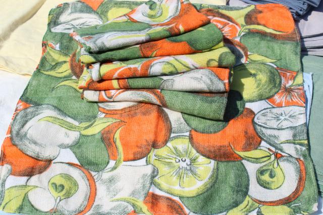 photo of huge lot 90+ vintage cloth napkin sets, soft washed pure linen napkins, cotton fabric napkins #9