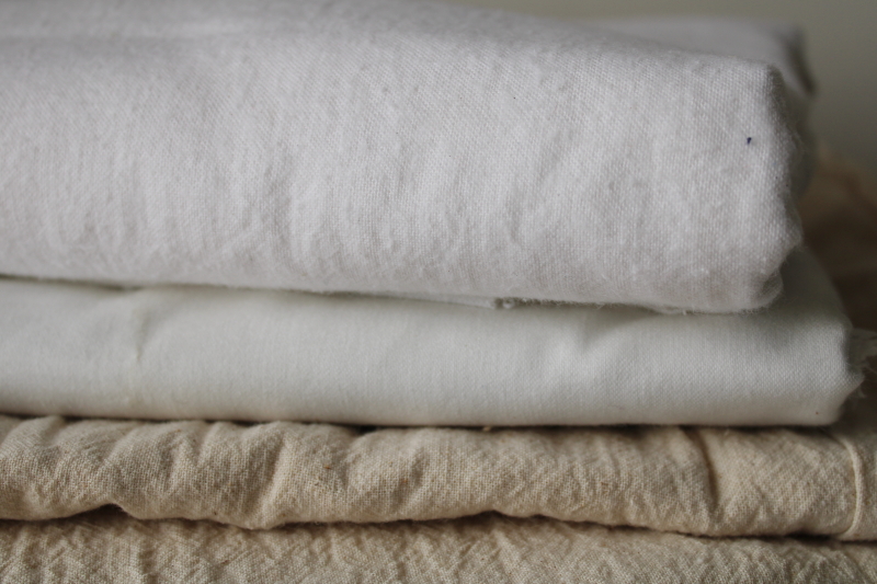 photo of huge lot all cotton fabric, white & natural unbleached color, different weights & textures #2