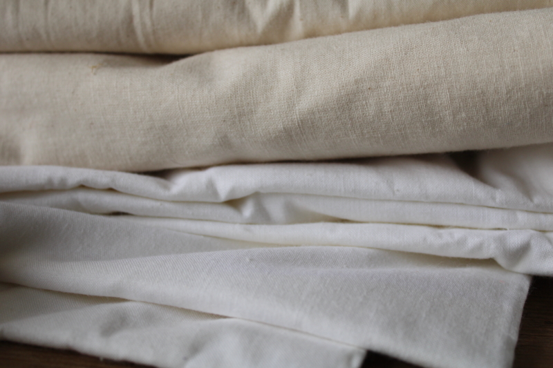photo of huge lot all cotton fabric, white & natural unbleached color, different weights & textures #4