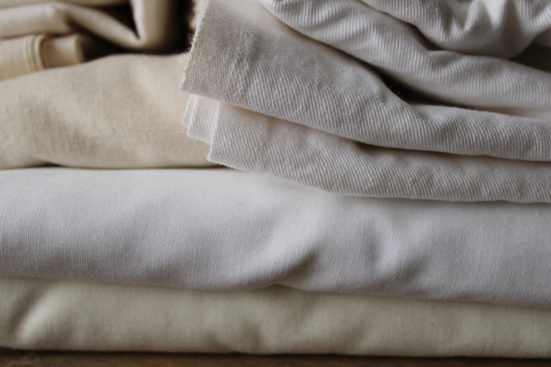photo of huge lot all cotton fabric, white & natural unbleached color, different weights & textures #5