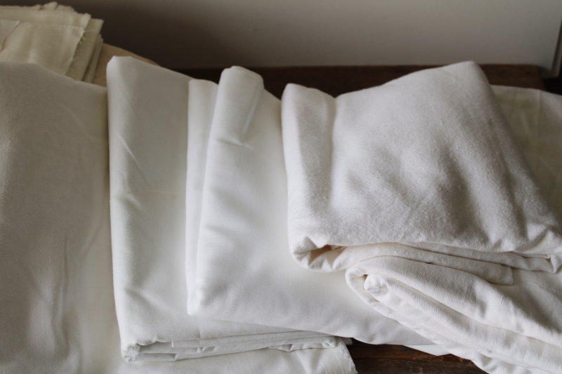 photo of huge lot all cotton fabric, white & natural unbleached color, different weights & textures #7