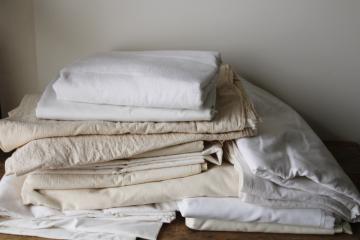huge lot all cotton fabric, white & natural unbleached color, different weights & textures 