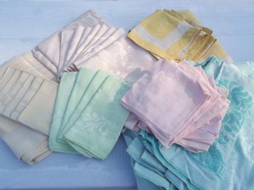 photo of huge lot antique and vintage all linen damask tablecloths, Irish double damask etc. #1