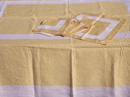 photo of huge lot antique and vintage all linen damask tablecloths, Irish double damask etc. #7