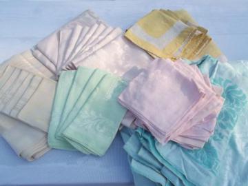 catalog photo of huge lot antique and vintage all linen damask tablecloths, Irish double damask etc.