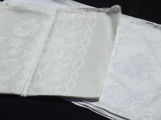 photo of huge lot antique and vintage all linen damask tablecloths, Irish double damask etc. #3