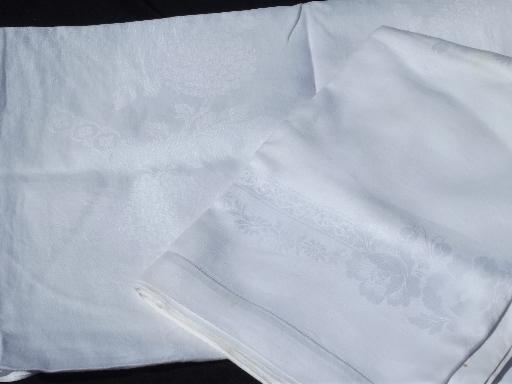 photo of huge lot antique and vintage all linen damask tablecloths, Irish double damask etc. #10