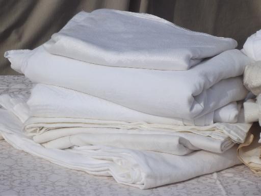 photo of huge lot antique  vintage cotton & linen damask jacquard fabric tablecloths #3