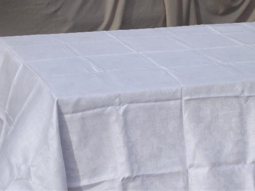 photo of huge lot antique  vintage cotton & linen damask jacquard fabric tablecloths #5