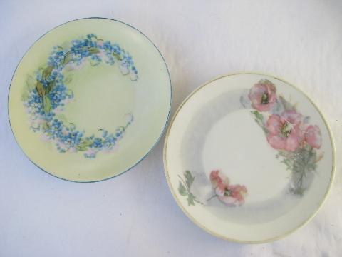 photo of huge lot antique & vintage hand-painted china cake plates, different flowers #3