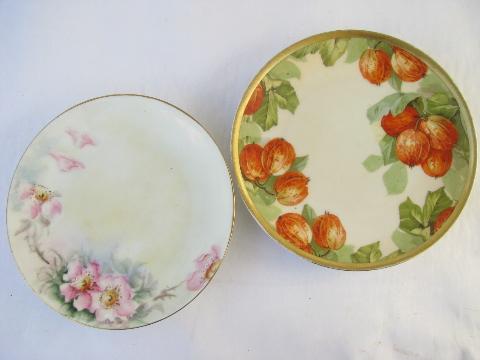 photo of huge lot antique & vintage hand-painted china cake plates, different flowers #4