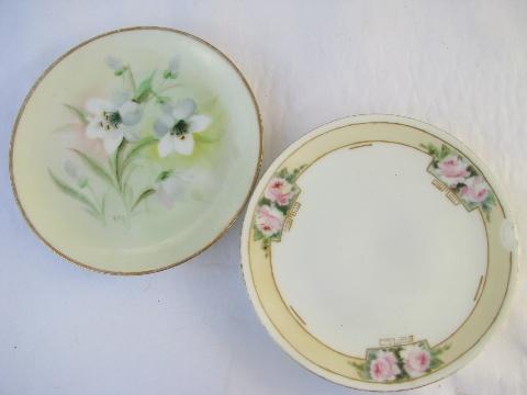 photo of huge lot antique & vintage hand-painted china cake plates, different flowers #5