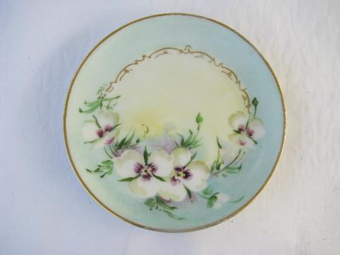 photo of huge lot antique & vintage hand-painted china cake plates, different flowers #9