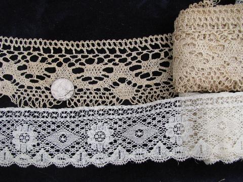 photo of huge lot antique vintage lace, hand amd machine made, dress trims #3