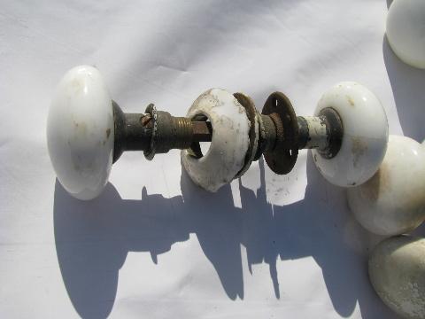 photo of huge lot antique vintage white porcelain doorknobs for architectural restoration #2