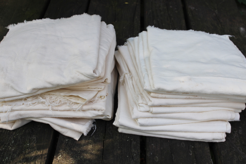 photo of huge lot authentic vintage flour sacks, unbleached cotton fabric, 24 old feed sacks & flour sacks  #2