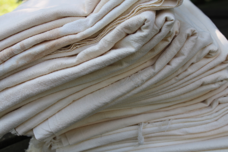 photo of huge lot authentic vintage flour sacks, unbleached cotton fabric, 24 old feed sacks & flour sacks  #3