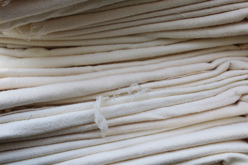 photo of huge lot authentic vintage flour sacks, unbleached cotton fabric, 24 old feed sacks & flour sacks  #10