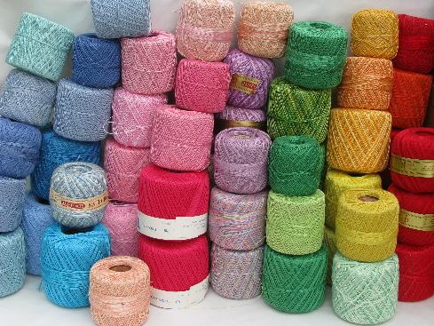 photo of huge lot crochet cotton thread, different weights & colors 50+ balls #1