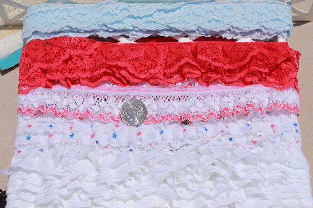 photo of huge lot lace edgings, nylon poly laces sewing trim, ruffled lace for crafts #4