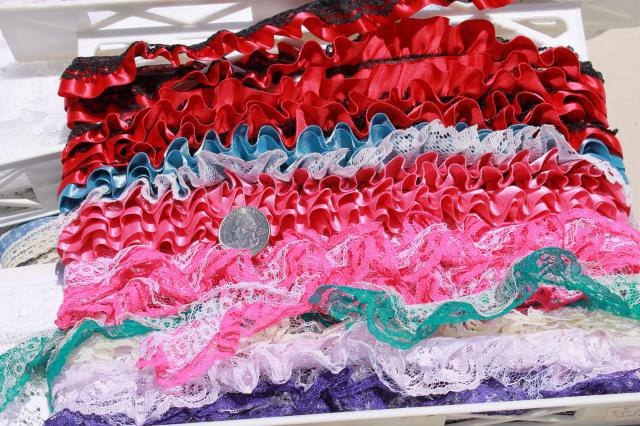 photo of huge lot lace edgings, nylon poly laces sewing trim, ruffled lace for crafts #10