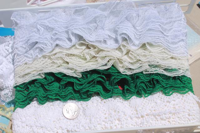 photo of huge lot lace edgings, nylon poly laces sewing trim, ruffled lace for crafts #13