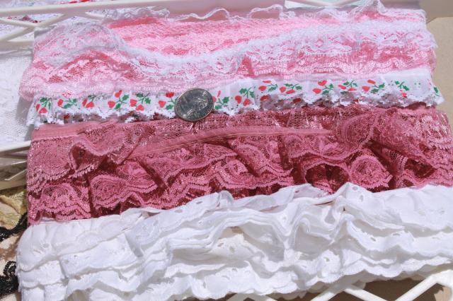 photo of huge lot lace edgings, nylon poly laces sewing trim, ruffled lace for crafts #14