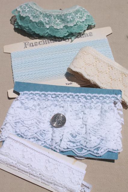 photo of huge lot lace edgings, nylon poly laces sewing trim, ruffled lace for crafts #16