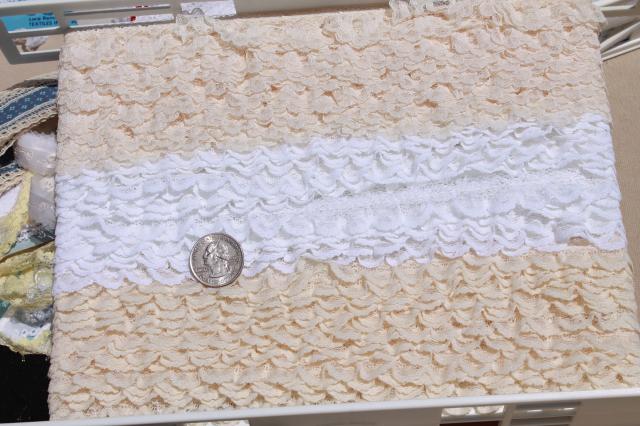 photo of huge lot lace edgings, nylon poly laces sewing trim, ruffled lace for crafts #17