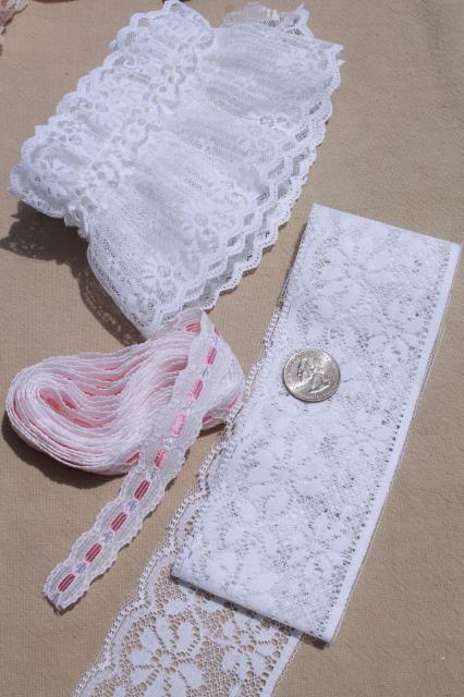 photo of huge lot lace edgings, nylon poly laces sewing trim, ruffled lace for crafts #19