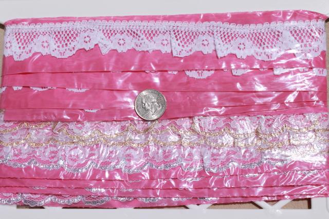 photo of huge lot lace edgings, nylon poly laces sewing trim, ruffled lace for crafts #21