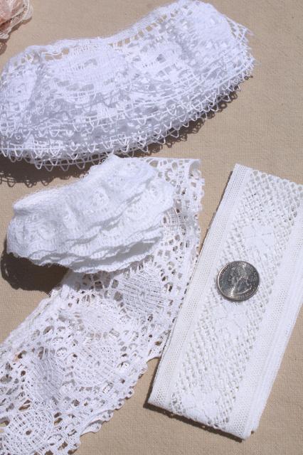 photo of huge lot lace edgings, nylon poly laces sewing trim, ruffled lace for crafts #25