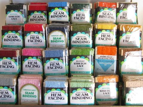 photo of huge lot mod colors retro vintage lace trim, carded trims in display rack #3