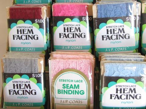 photo of huge lot mod colors retro vintage lace trim, carded trims in display rack #5
