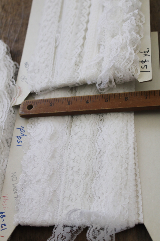 photo of huge lot new old stock bolts of vintage lace edging, ruffled trims for sewing crafts #8
