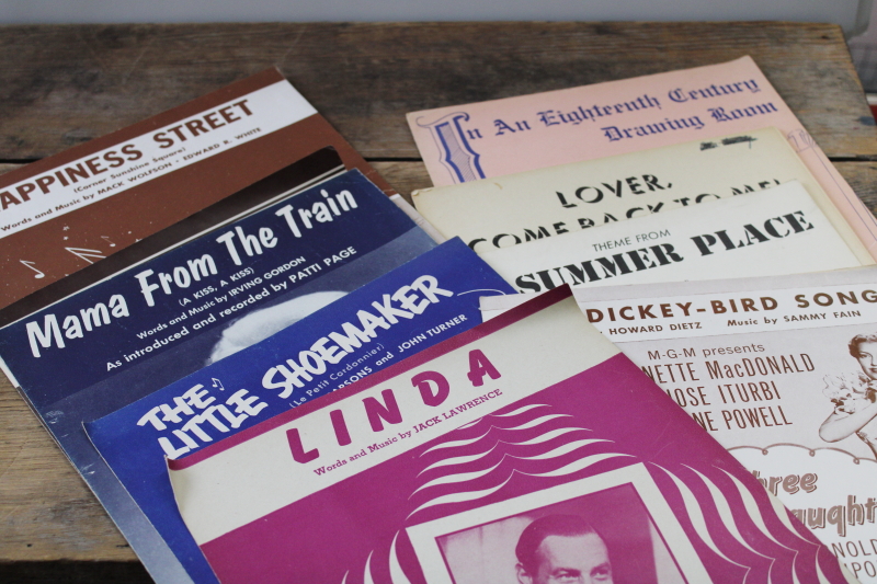photo of huge lot of 150 pieces vintage sheet music 1930s 40s 50s great cover art graphics  #2