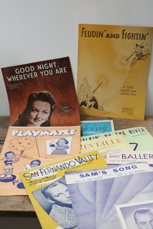 photo of huge lot of 150 pieces vintage sheet music 1930s 40s 50s great cover art graphics  #4