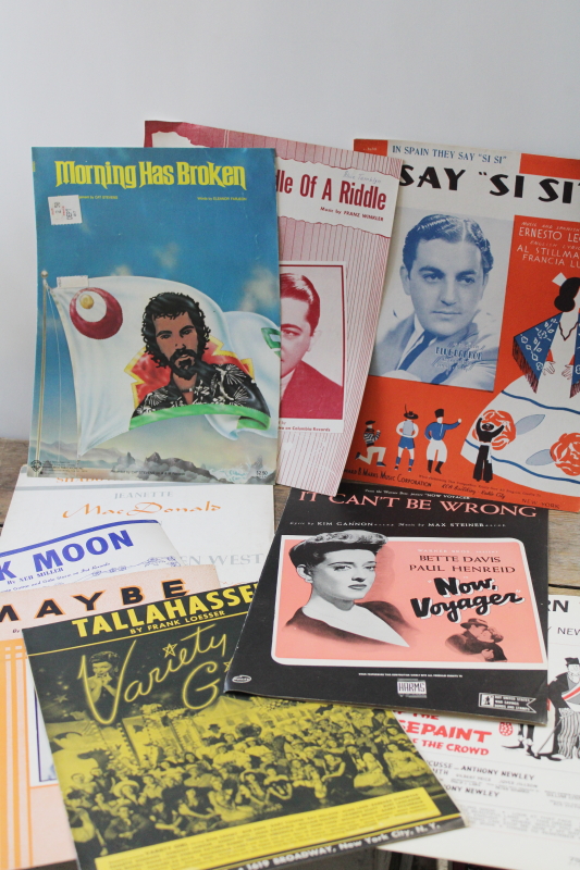 photo of huge lot of 150 pieces vintage sheet music 1930s 40s 50s great cover art graphics  #6